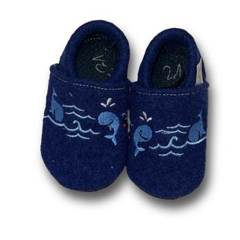 Wollwalkpuschen – Wale blau