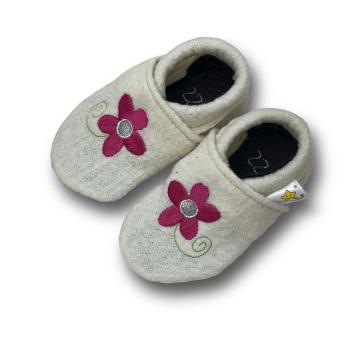 Preview: Wollwalkpuschen – Blume Creme