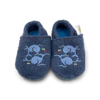 Wollwalkpuschen – Wale taubenblau