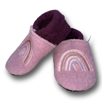 Preview: Wollwalkpuschen – Regenbogen rosa